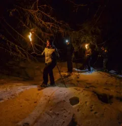 Nighttime snowshoe outing