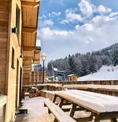 Terrasse vue sur pistes