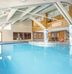 Indoor swimming pool with breathtaking view
