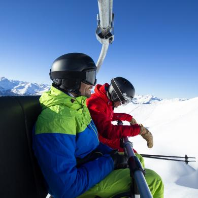 Ski télésiège entre amis La Plagne