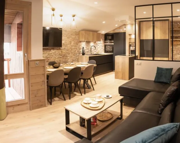 Lounge, living room and kitchen
