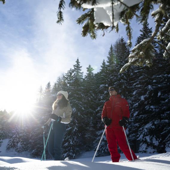 Balade en raquettes en couple à La Plagne