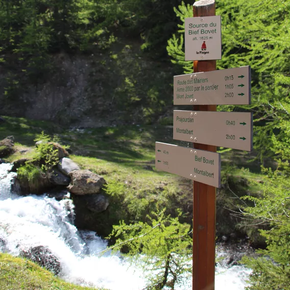 Panneau du sentier du bief Bovet Plagne Montalbert