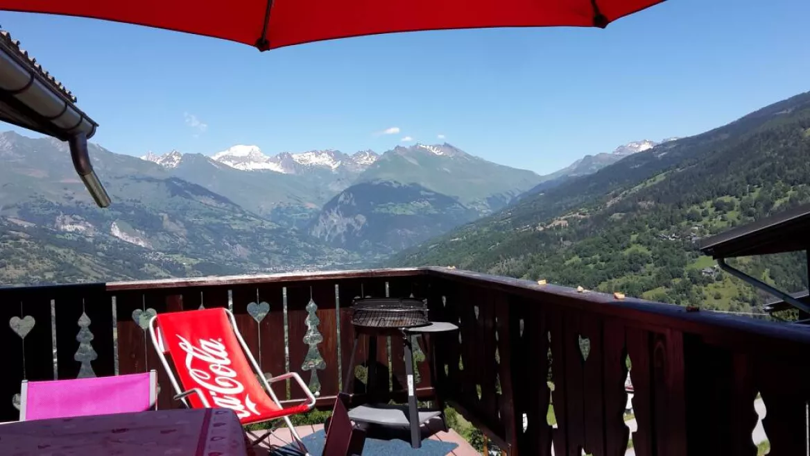 View of the valley and Mont Blanc from the terrace