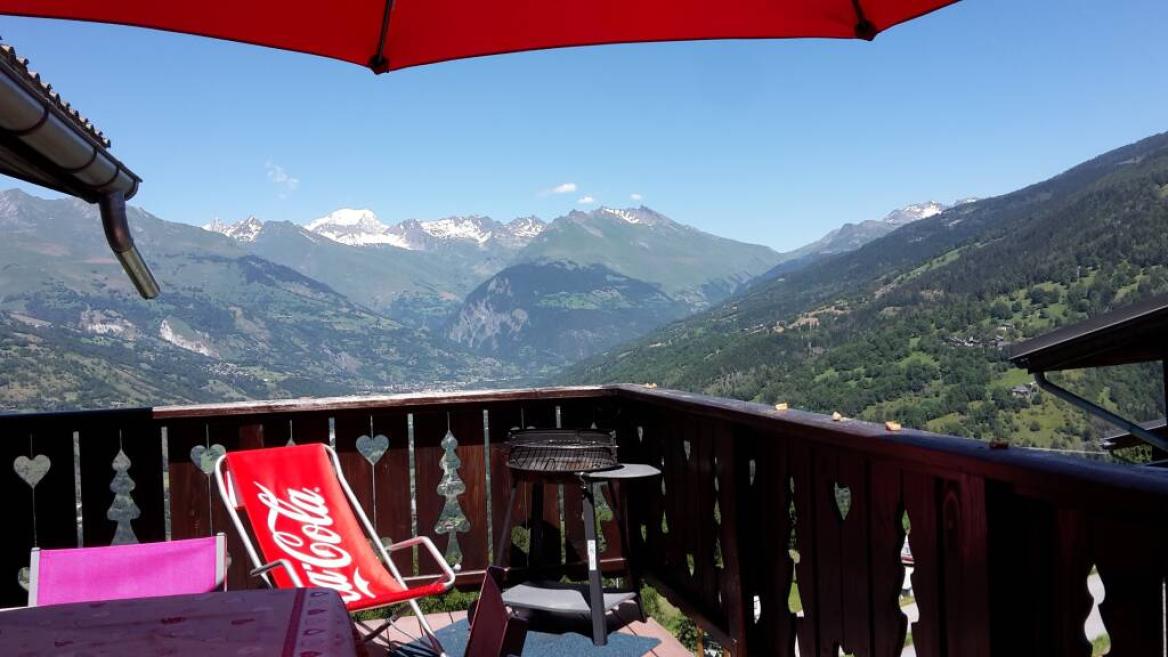 View of the valley and Mont Blanc from the terrace