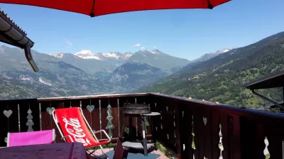 View of the valley and Mont Blanc from the terrace