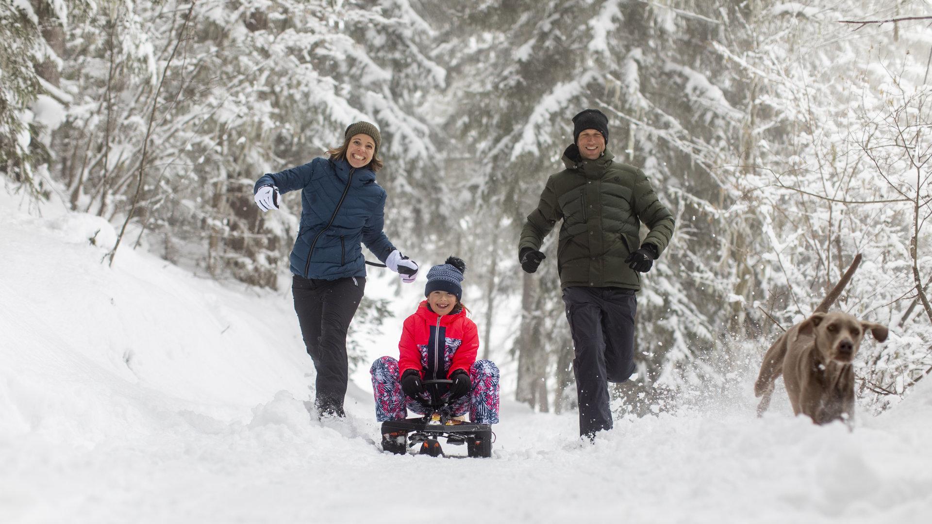 Luge en famille à La Plagne